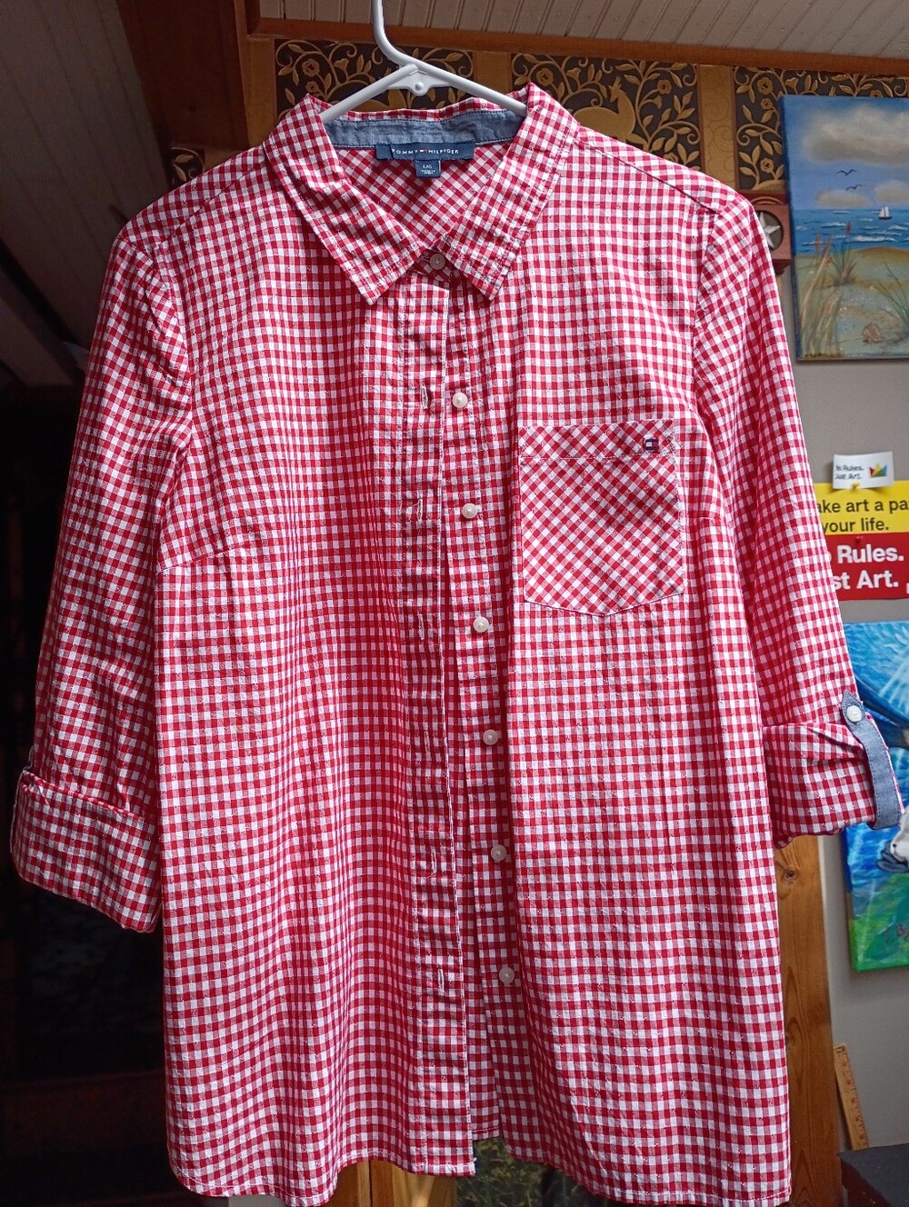 Tommy Hilfiger Red & White Gingham Button-Down Shirt